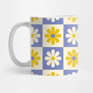 Magnolia Yellow Mod Flower Checkers Mug